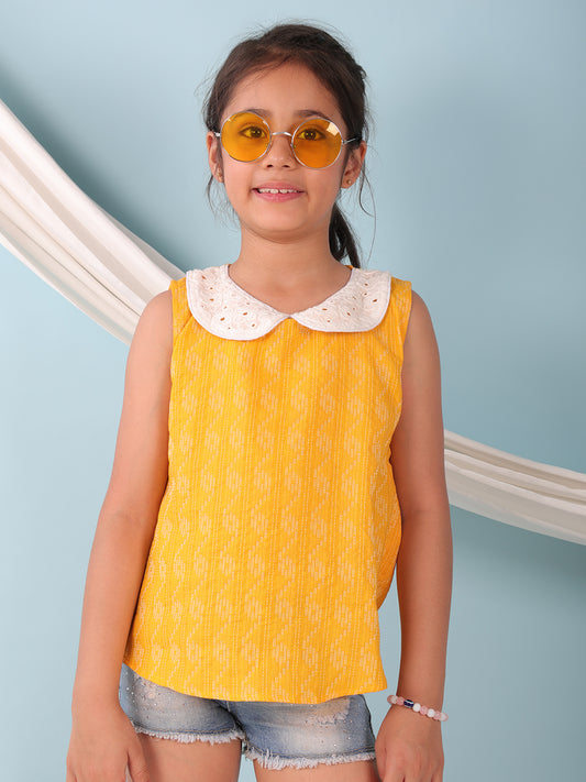 Yellow Katha Collared Top
