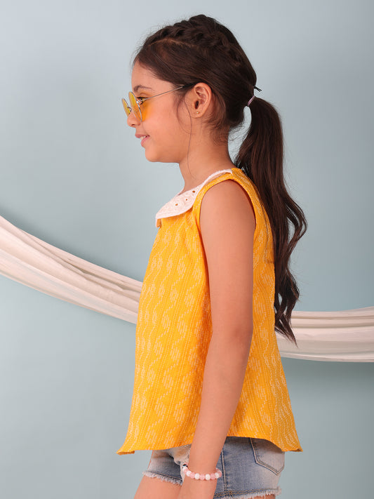 Yellow Katha Collared Top