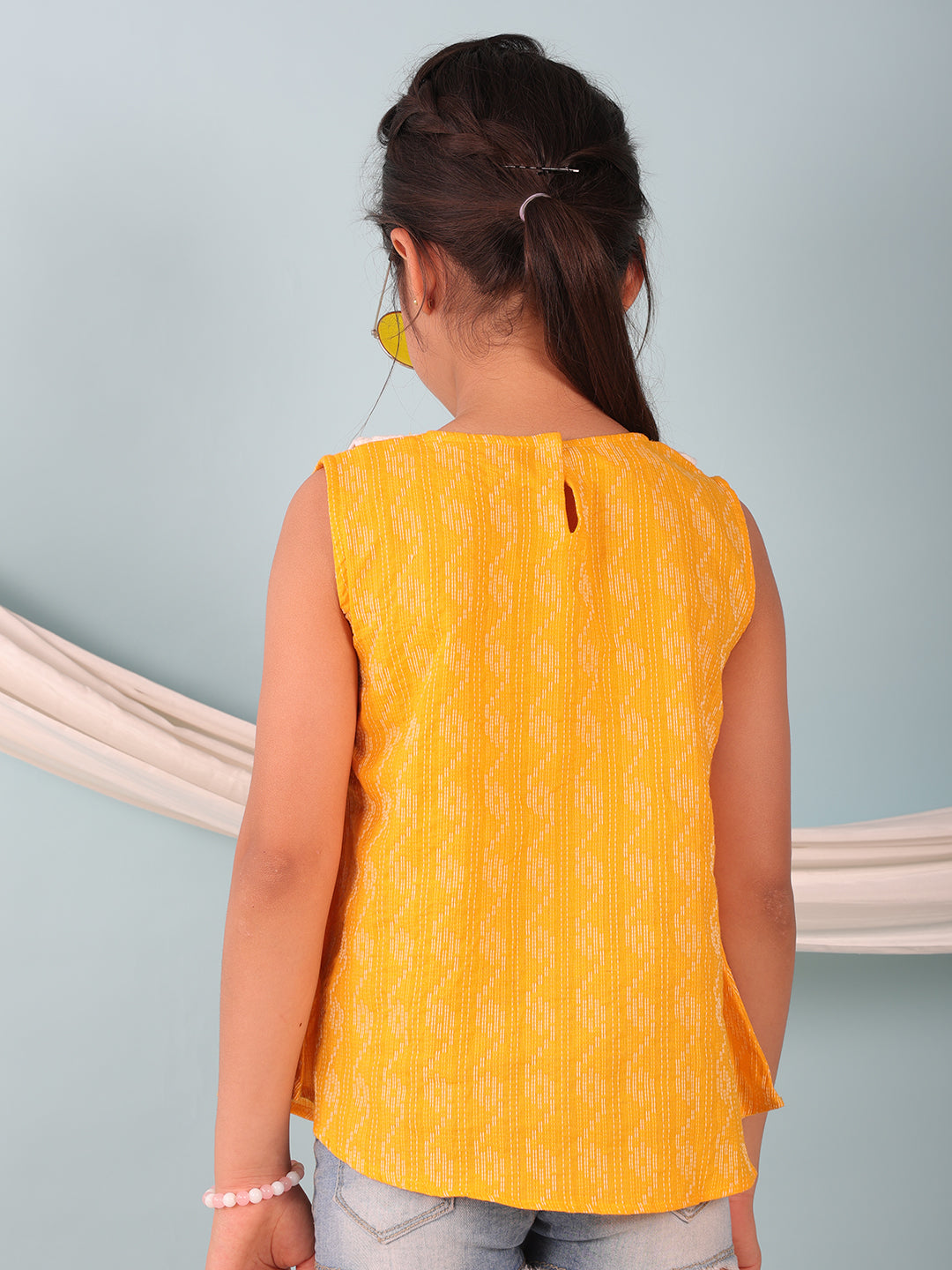 Yellow Katha Collared Top