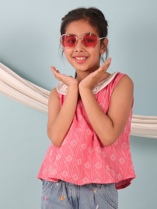 Peach Katha Collared Top