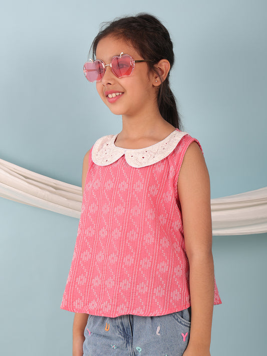 Peach Katha Collared Top