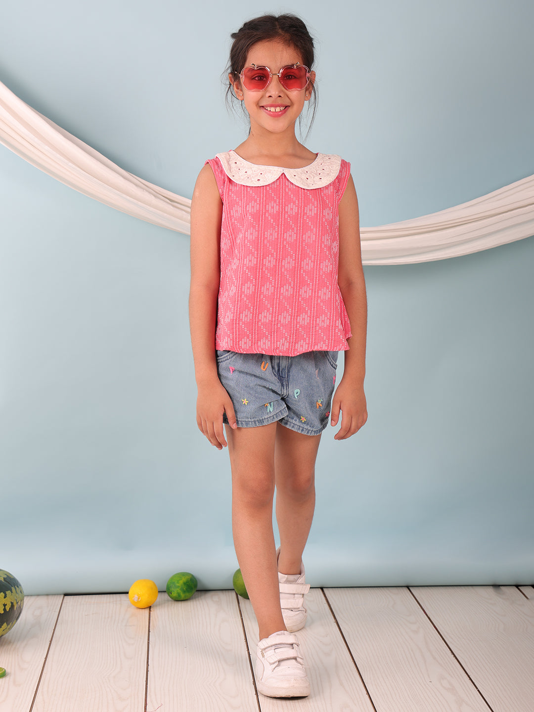 Peach Katha Collared Top