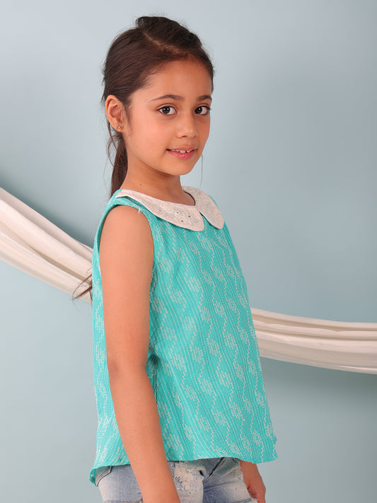 Green Katha Collared Top