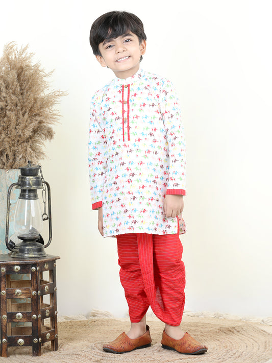 All Over Elephant printed kurta Dhoti