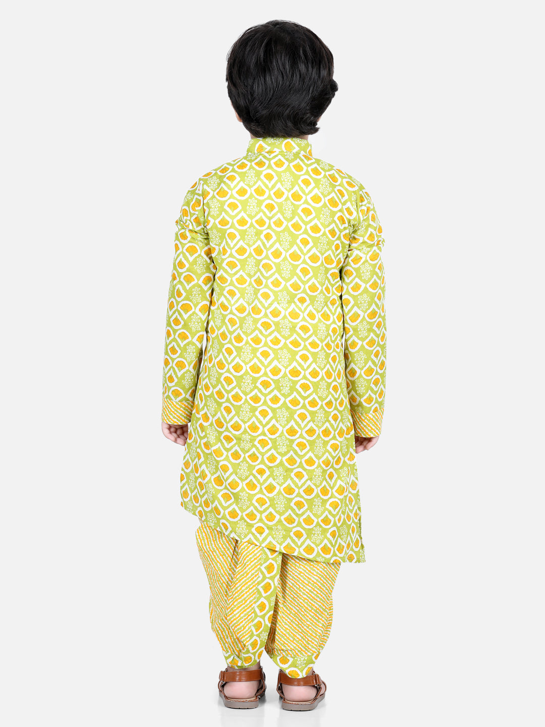 Yellow Floral and Leheriya Kurta Dhoti