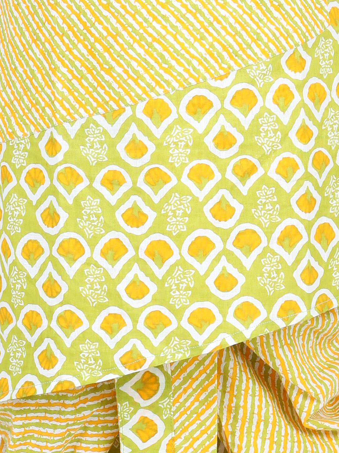 Yellow Floral and Leheriya Kurta Dhoti