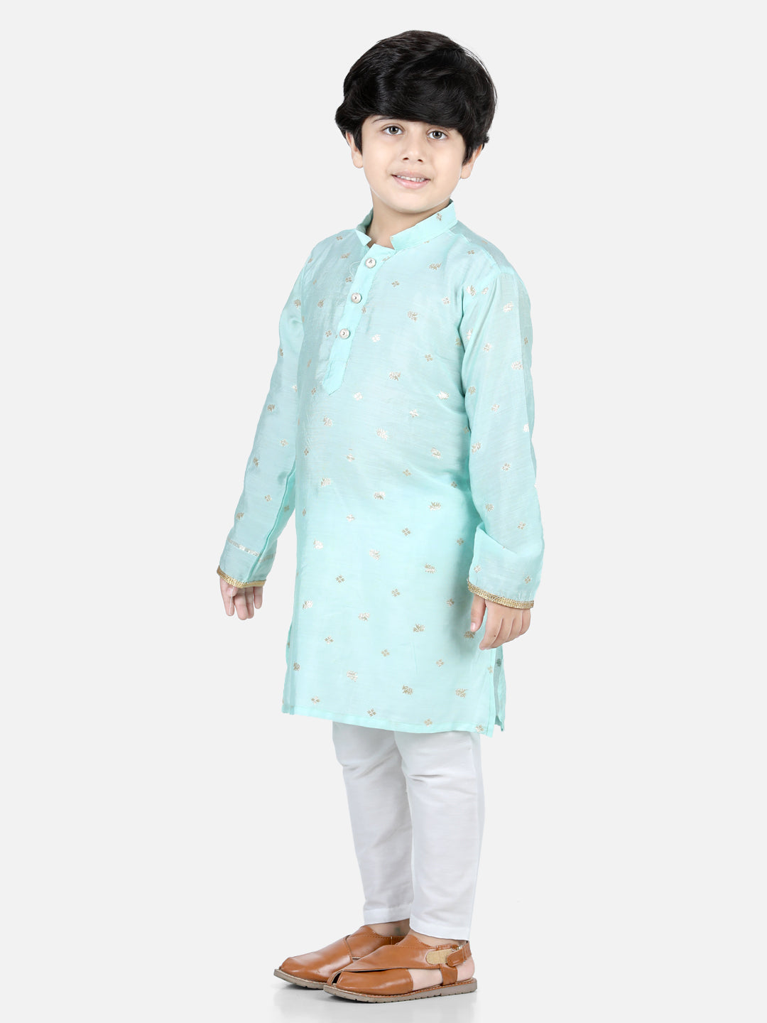 Light Blue Elephant Foil Printed Kurta set