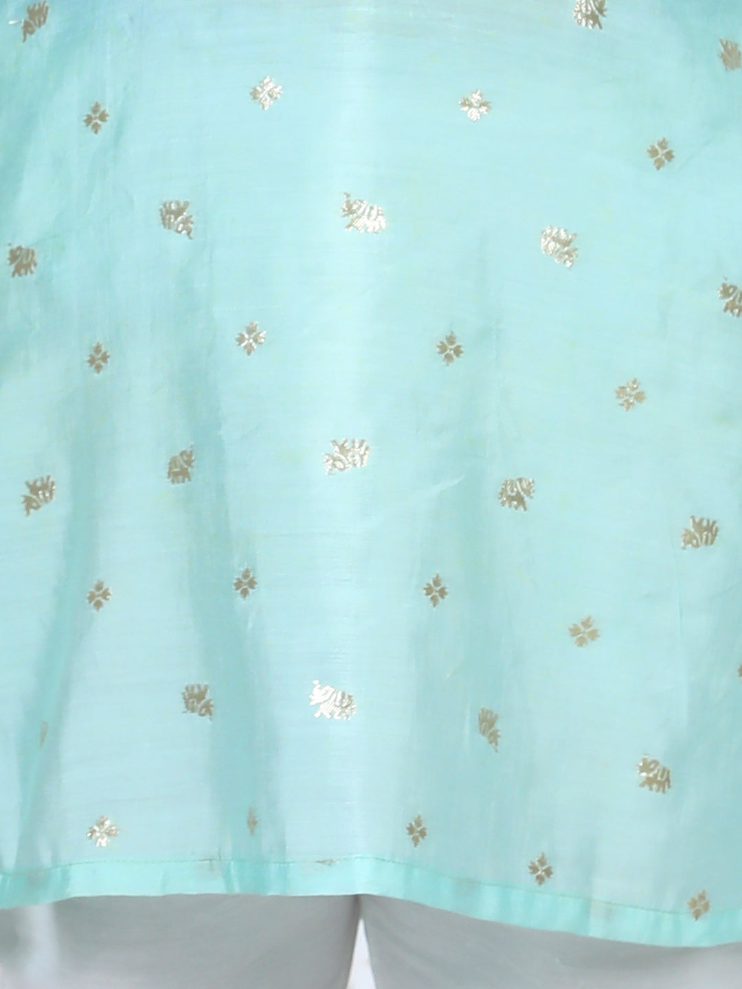 Light Blue Elephant Foil Printed Kurta set