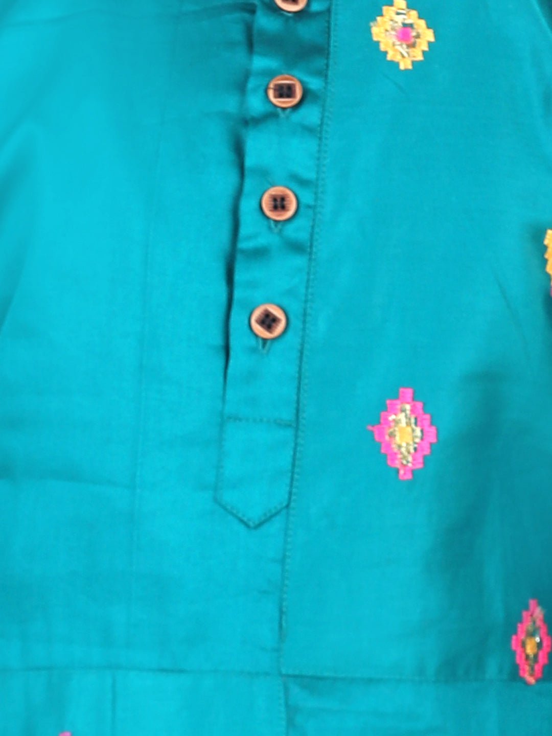 Green Embroidered patch work Kurta Set