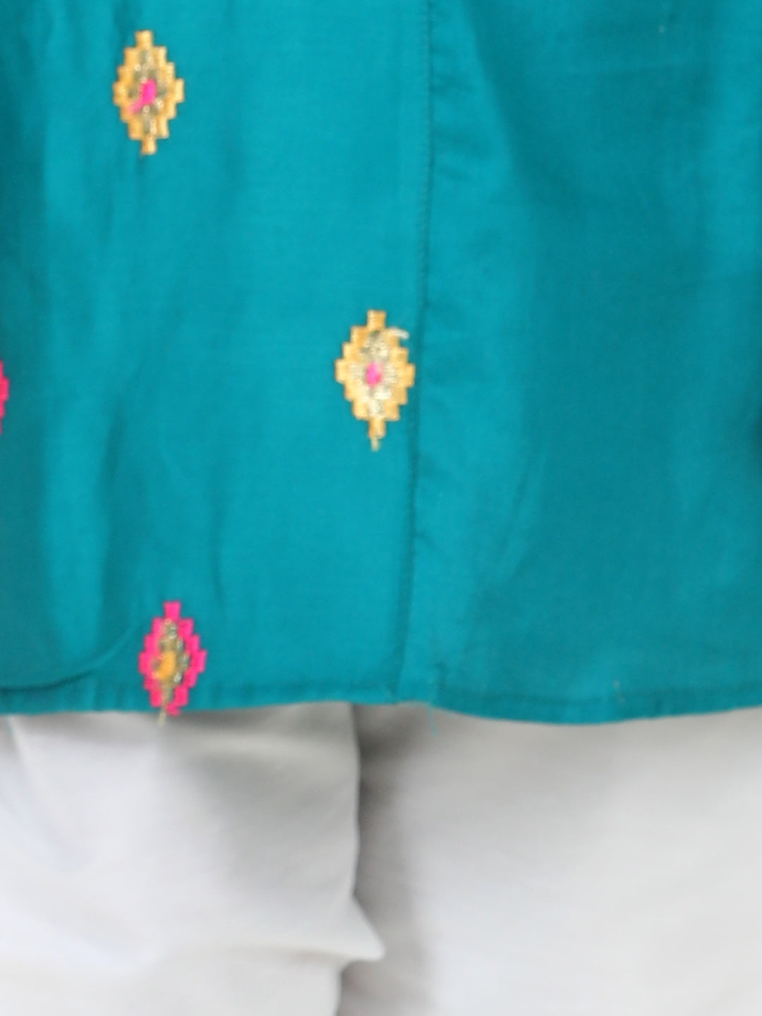 Green Embroidered patch work Kurta Set