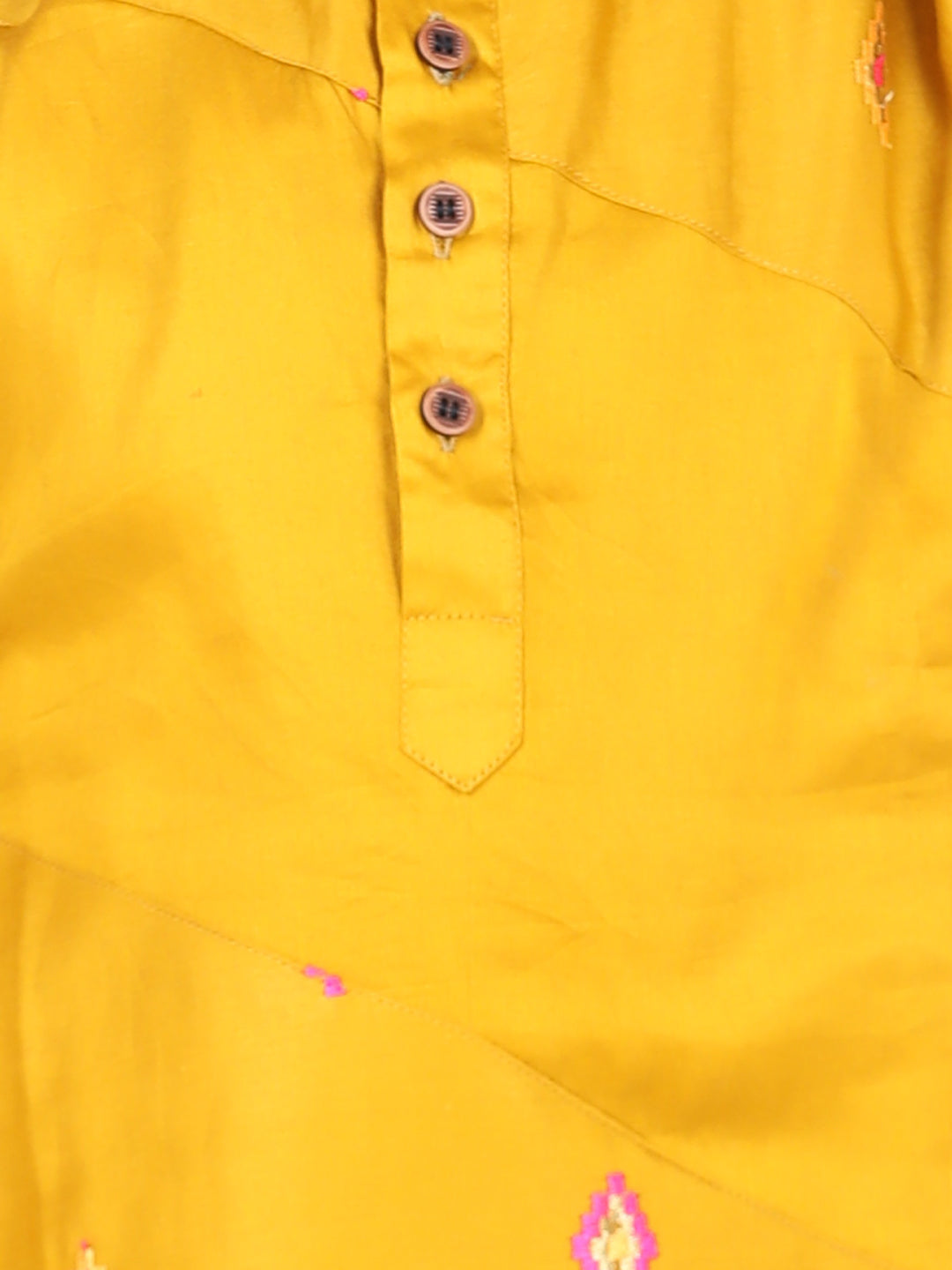 Yellow Embroidered patch work Kurta Set