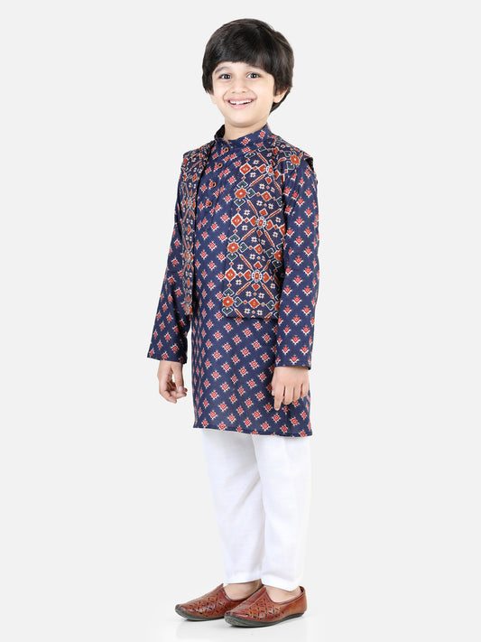Blue Kurta with Patola Jacket Set