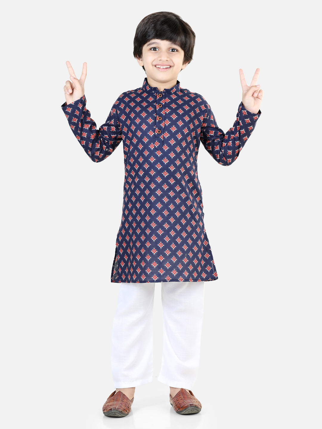 Blue Kurta with Patola Jacket Set