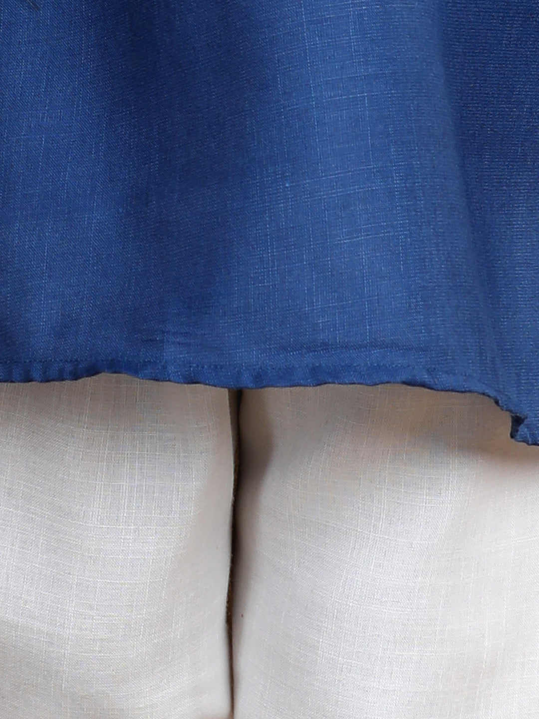 Blue Kurta with camel printed jacket Set