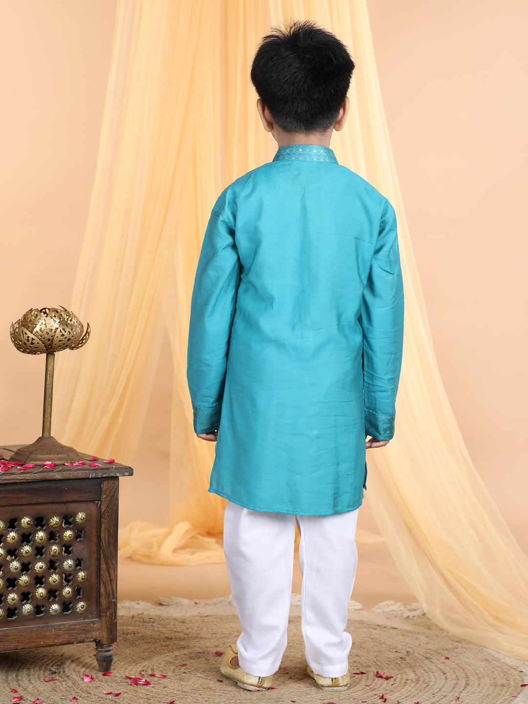 Light Blue emroidered patch work kurta Set