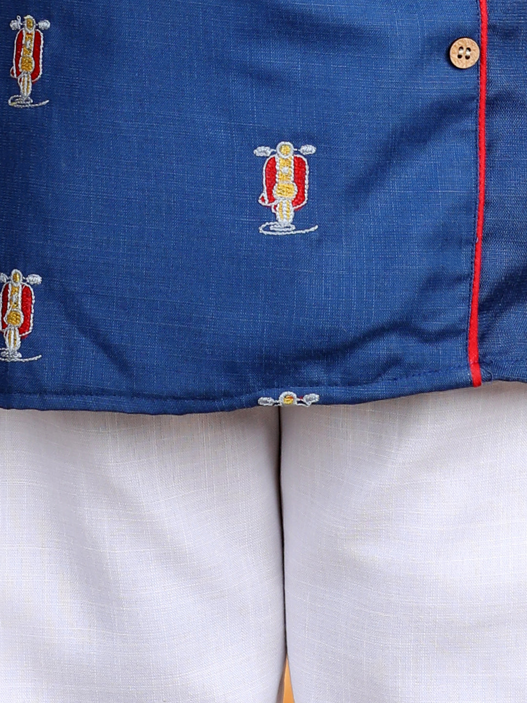 Dark Blue bike embroidered side opening Kurta Set