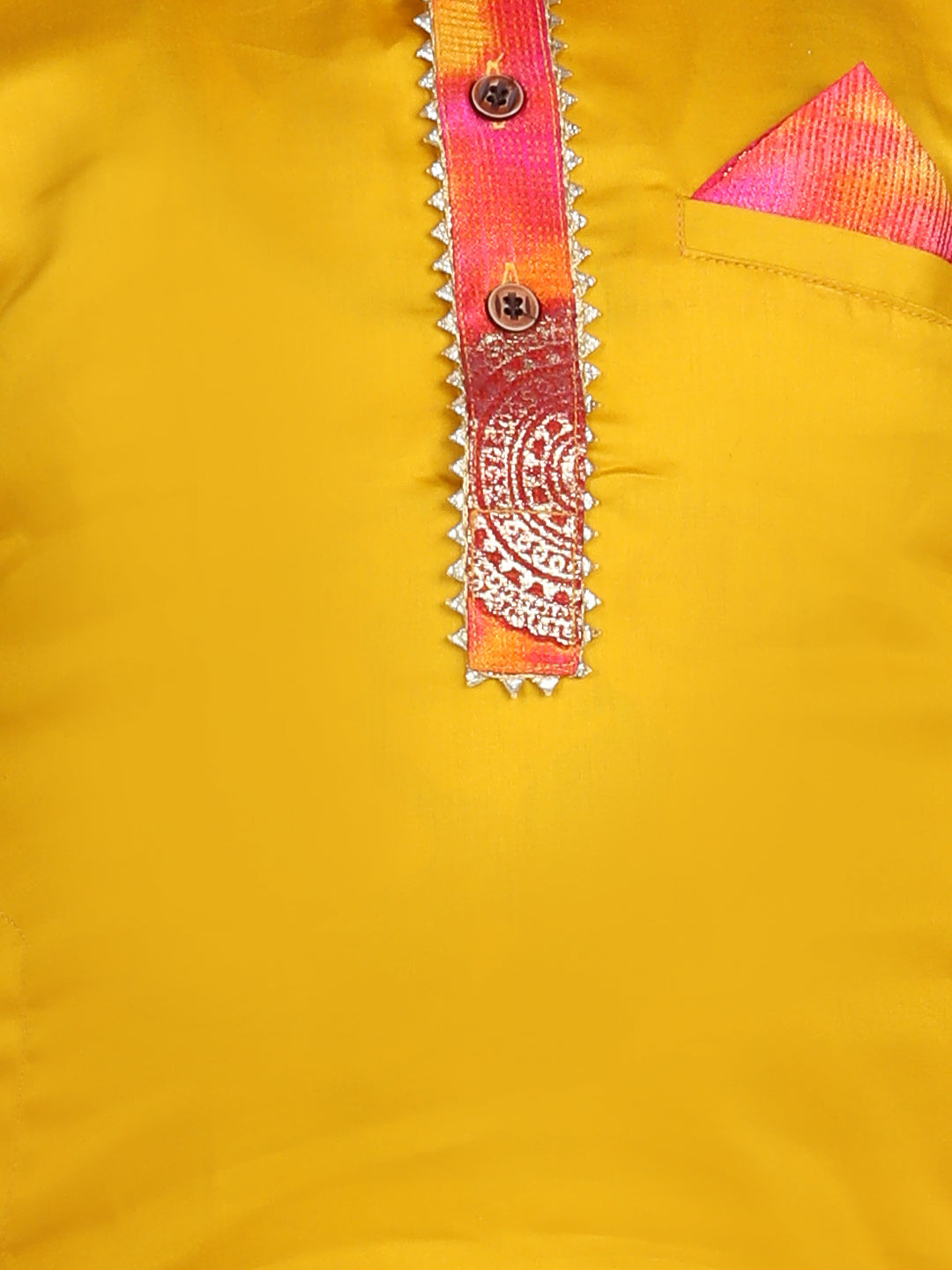 Yellow and Pink Patch work Kurta Set