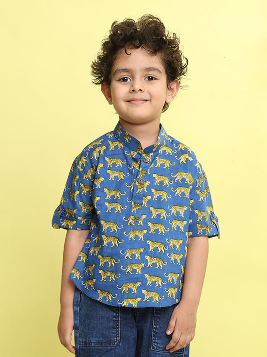 Blue Tiger Printed Shirt