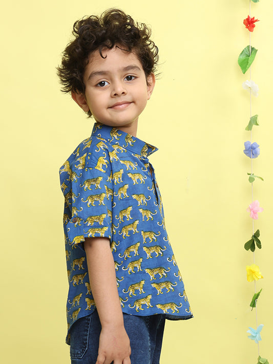 Blue Tiger Printed Shirt