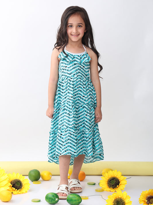 Blue Leheriya sleeveless Dress
