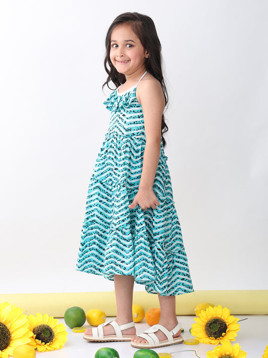 Blue Leheriya sleeveless Dress