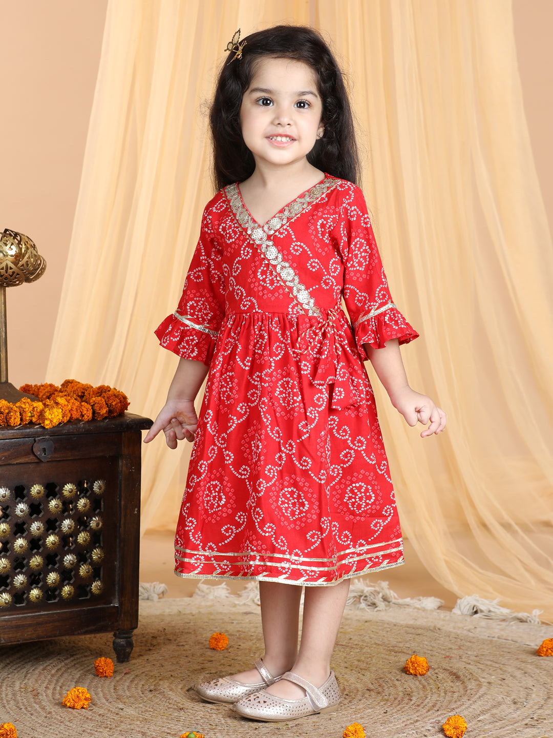 Red Bandez Dress with Lace work
