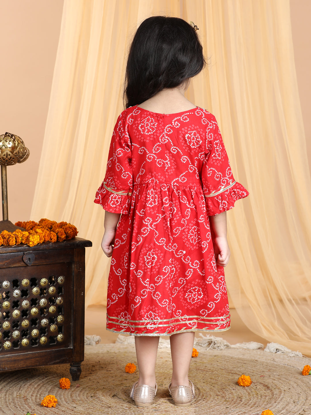 Red Bandez Dress with Lace work