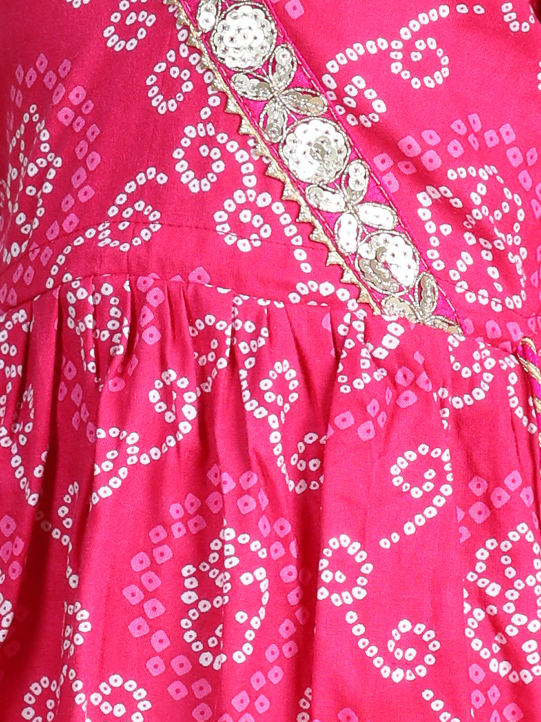Pink Bandez Dress with Lace work