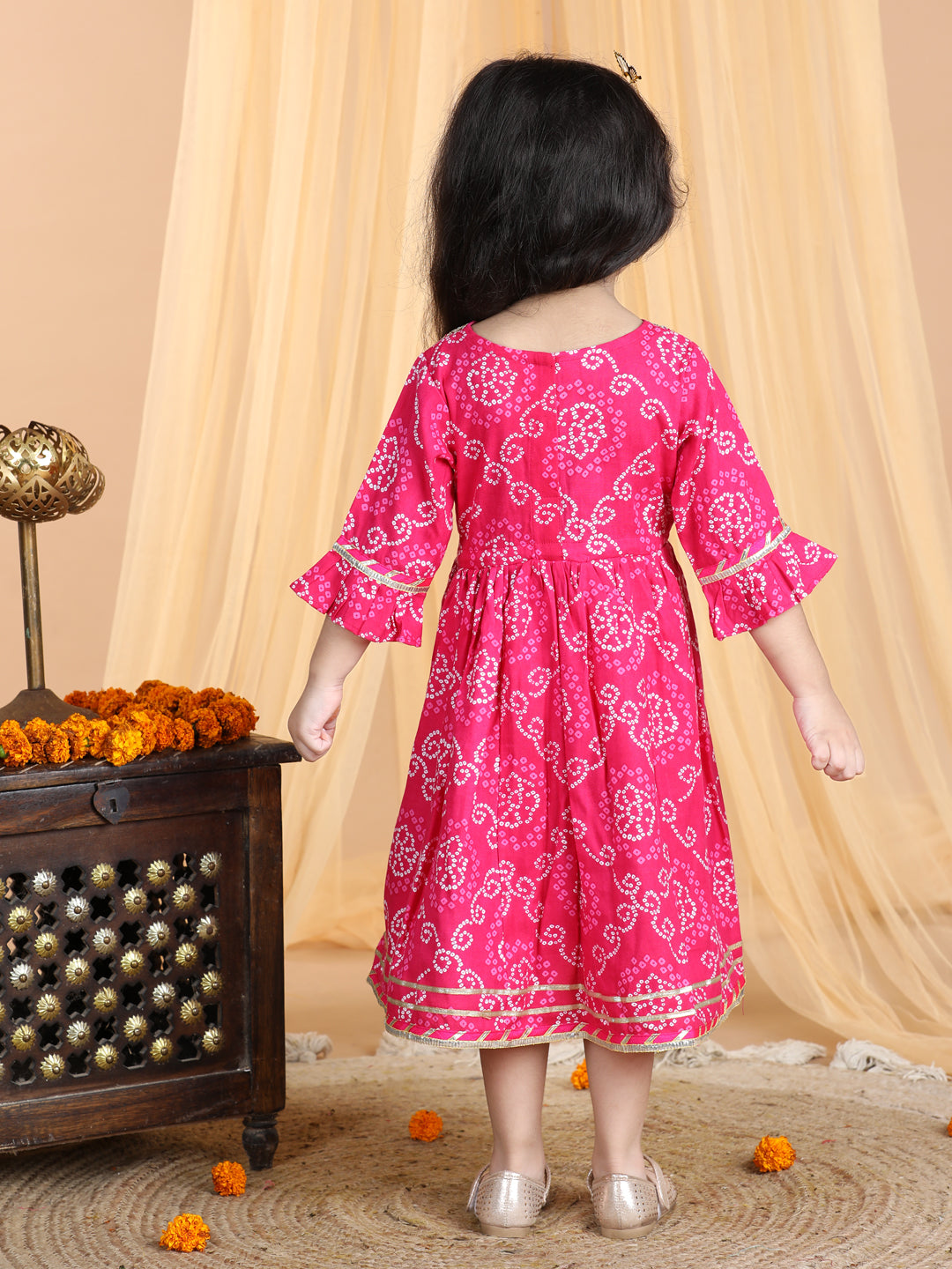 Pink Bandez Dress with Lace work