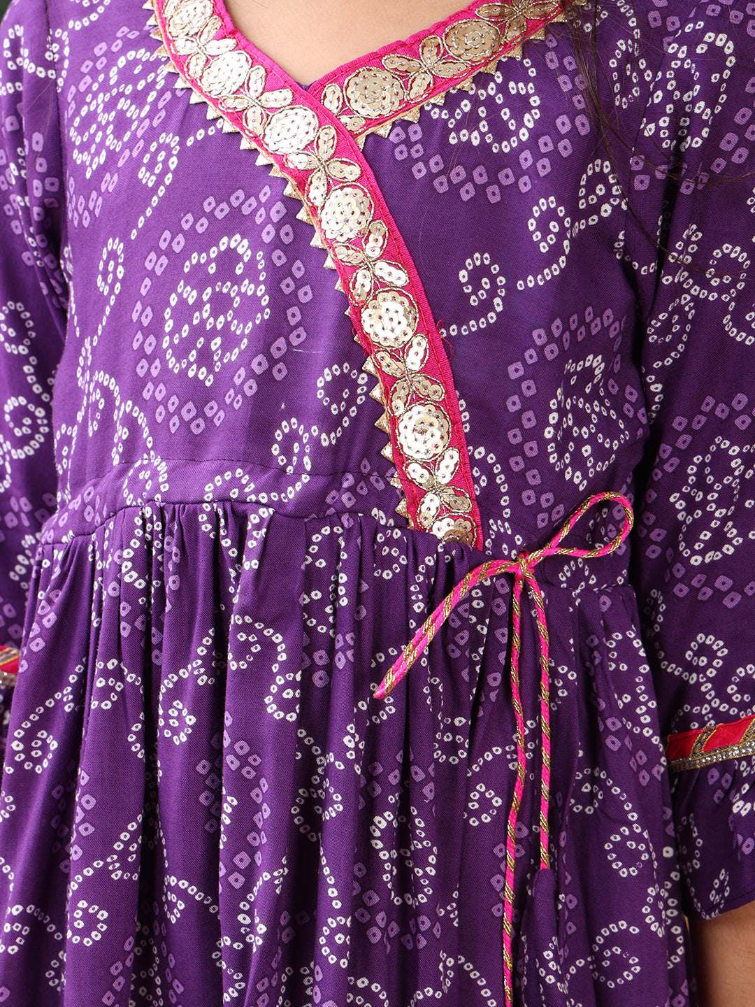Purple bandez 3/4 sleeves dress