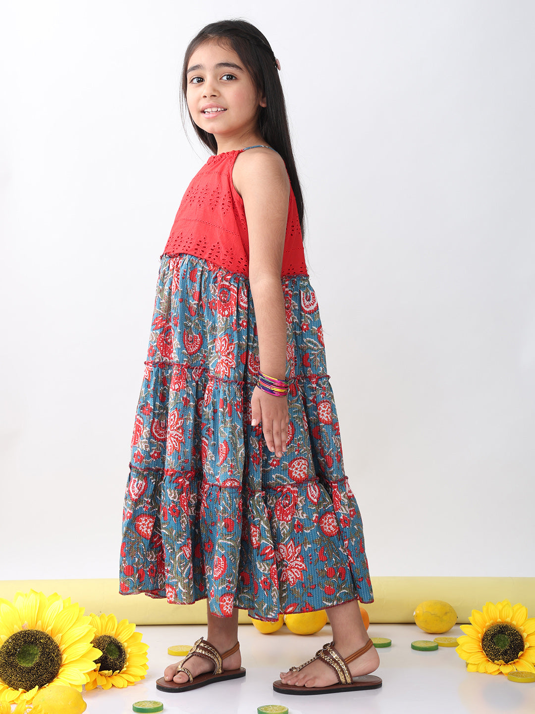 Blue Floral Dress With hakoba patch