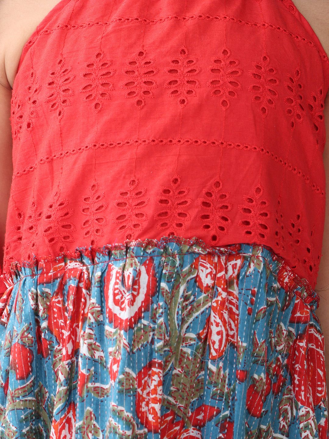 Blue Floral Dress With hakoba patch