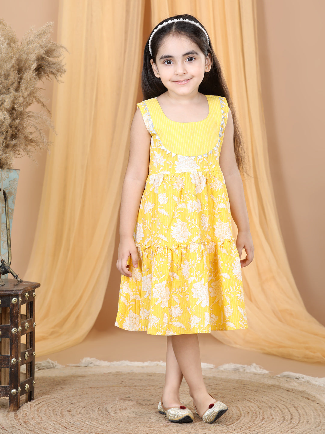 Yellow Floral Printed Dress