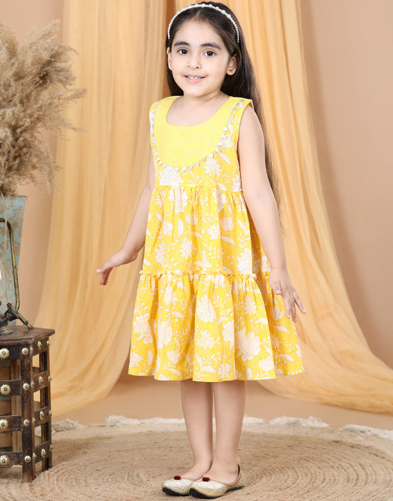 Yellow Floral Printed Dress
