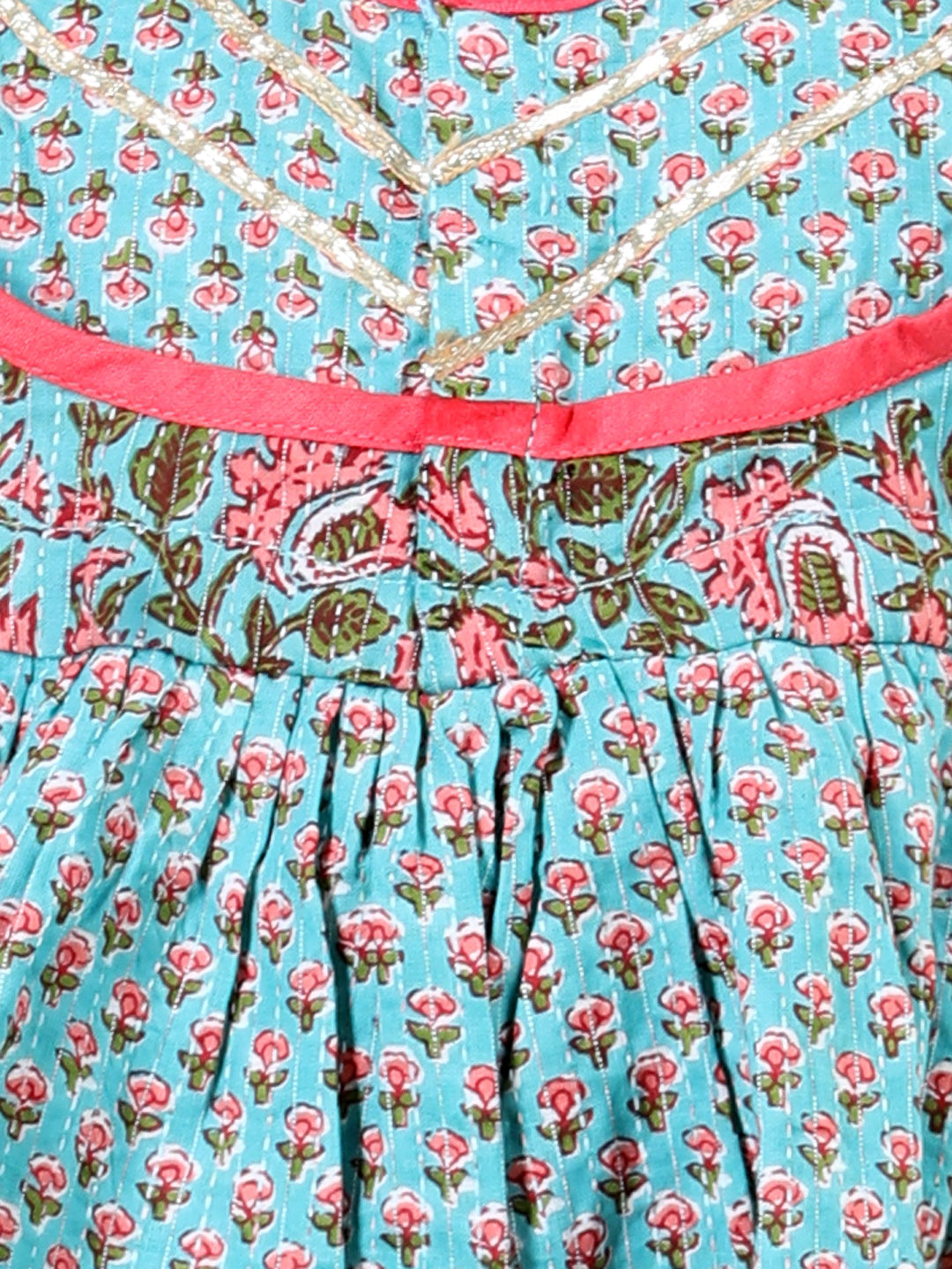 Floral printed Angrakha Style kurti paired with dhoti- Blue, Peach