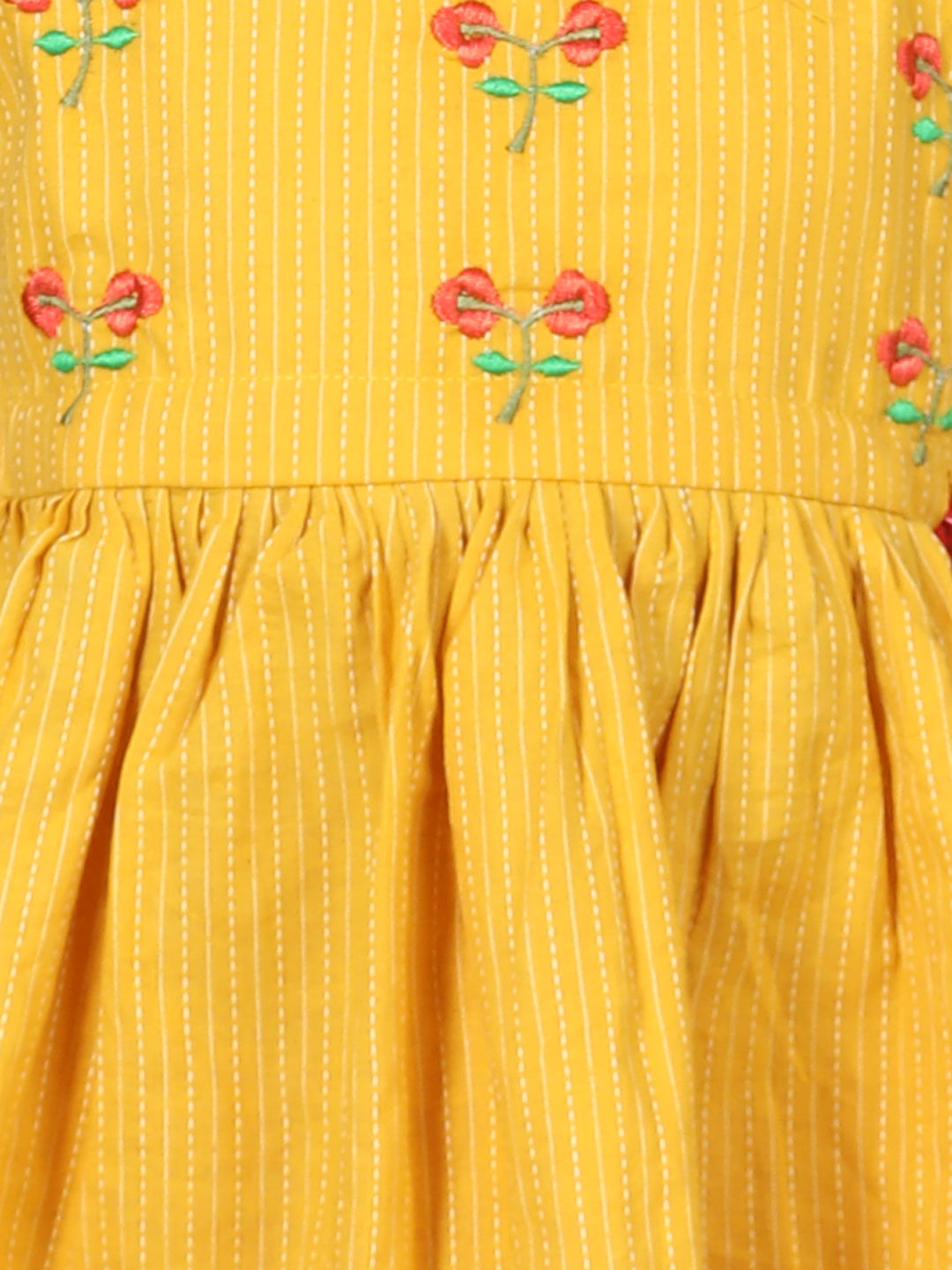 Yellow Embroidered kurti paired with dhoti