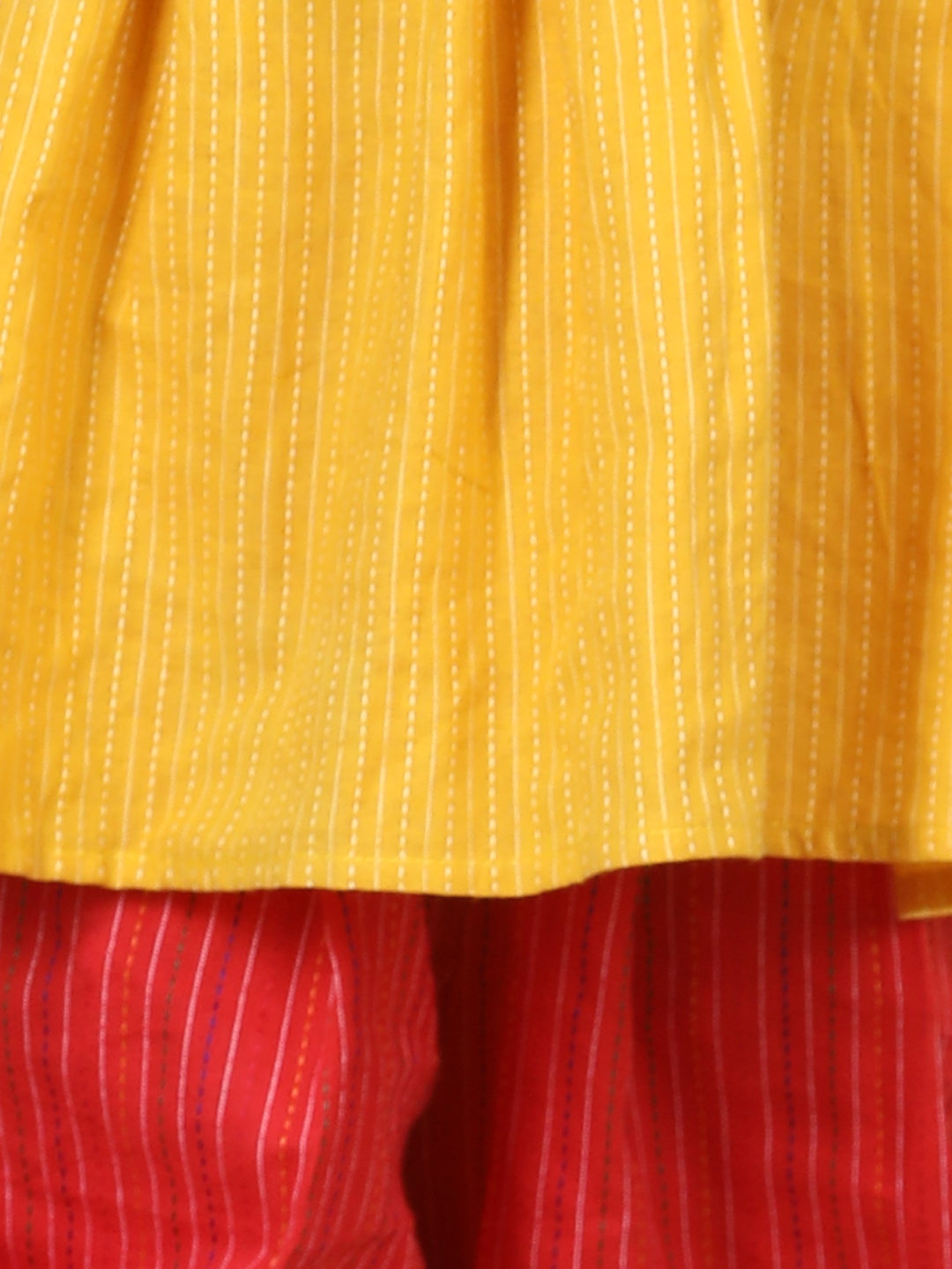 Yellow Embroidered kurti paired with dhoti