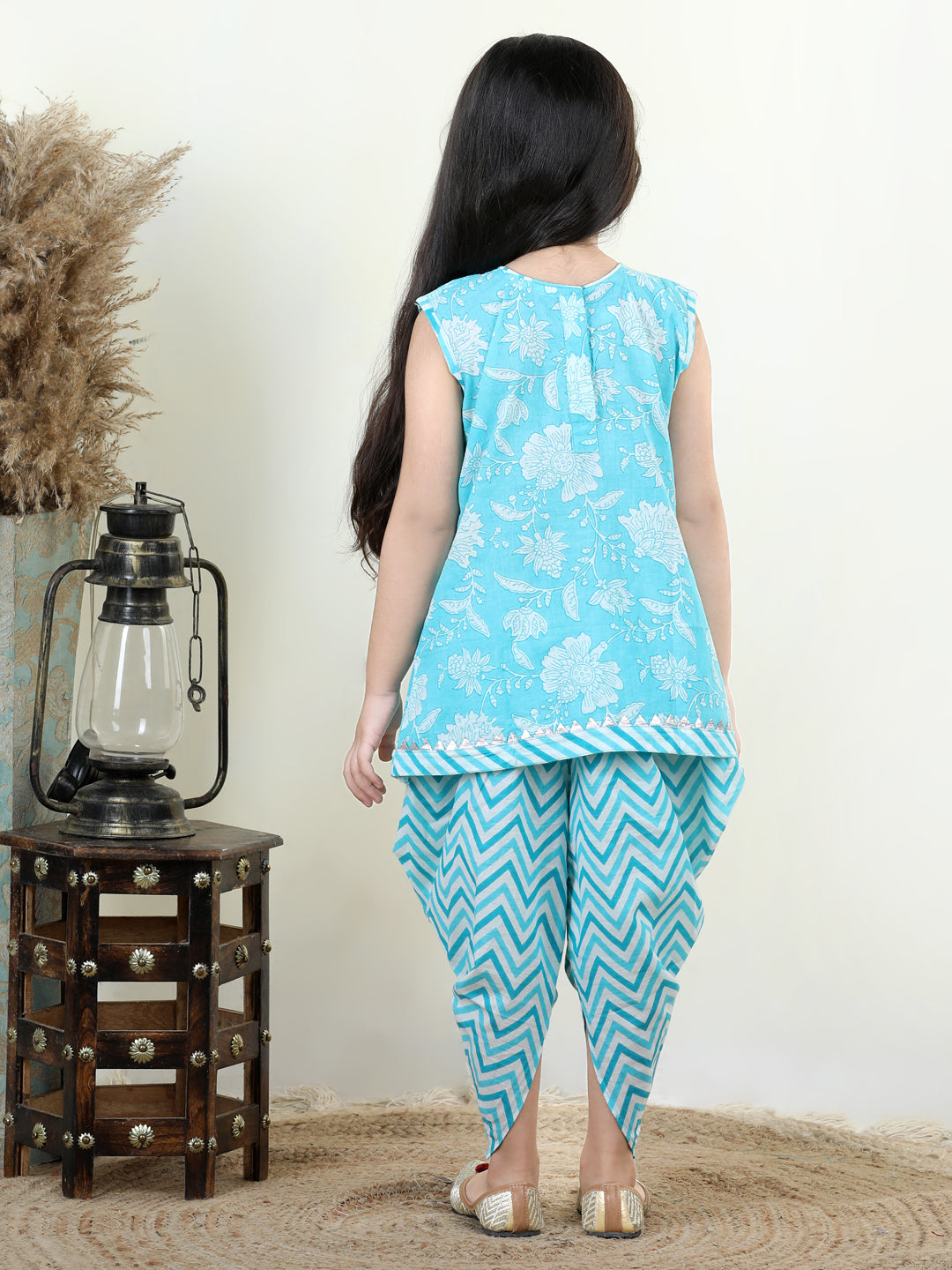 Blue printed Kurti with Dhoti