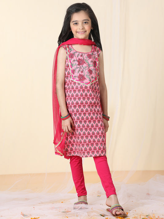 Pink Floral Kurti Legging Set