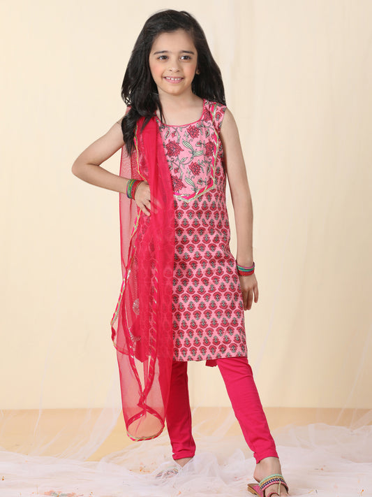 Pink Floral Kurti Legging Set