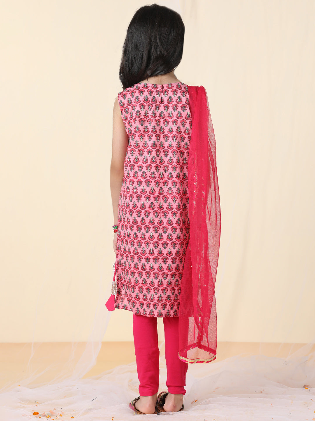 Pink Floral Kurti Legging Set