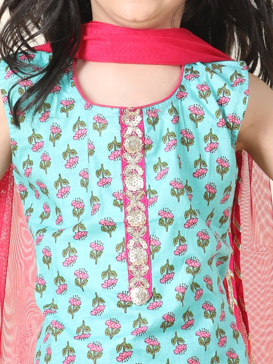 Blue & Pink Kurti Legging Set