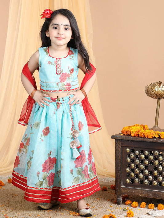 Floral Kota lehenga and top and dupatta