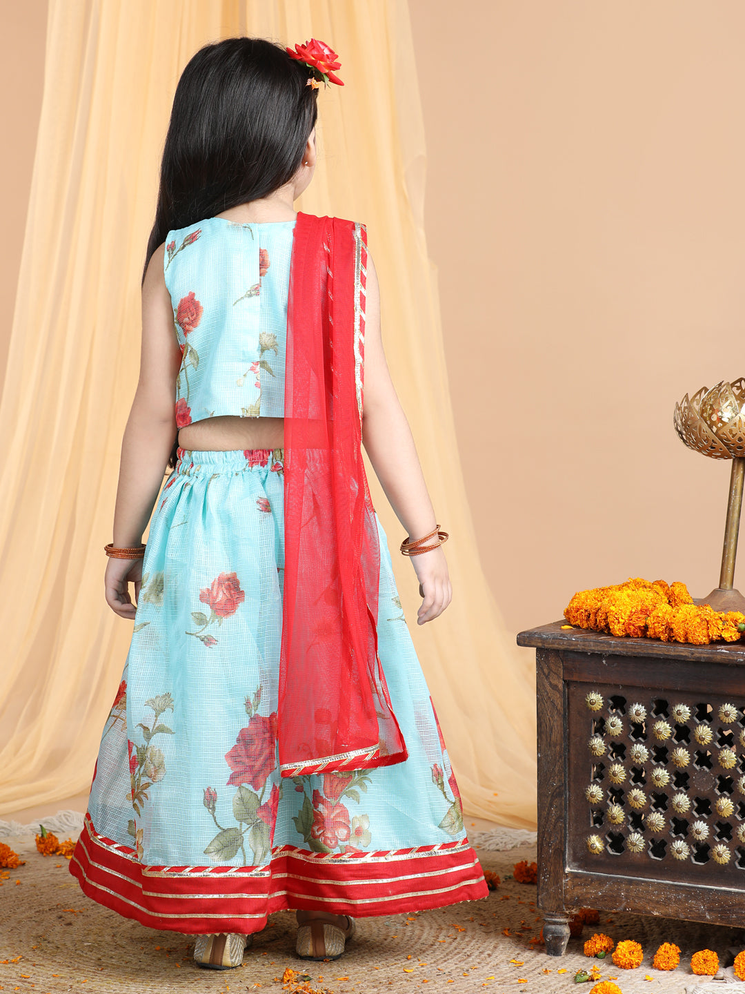 Floral Kota lehenga and top and dupatta