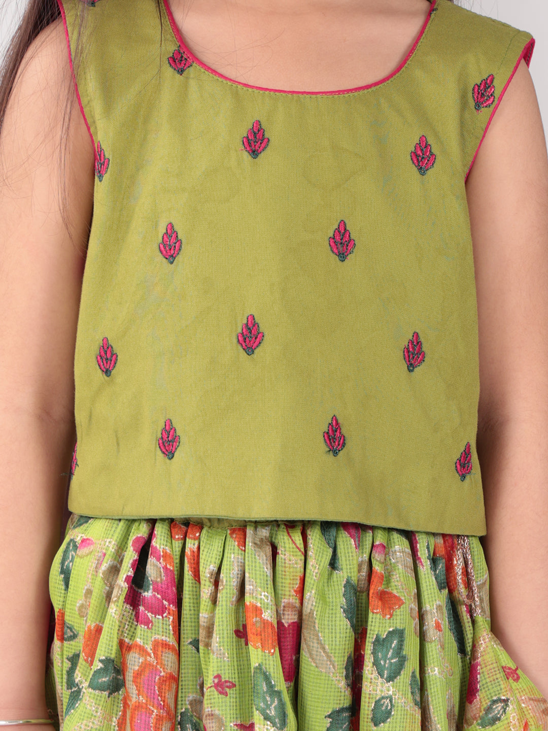 Green Floral foil printed Lehenga set