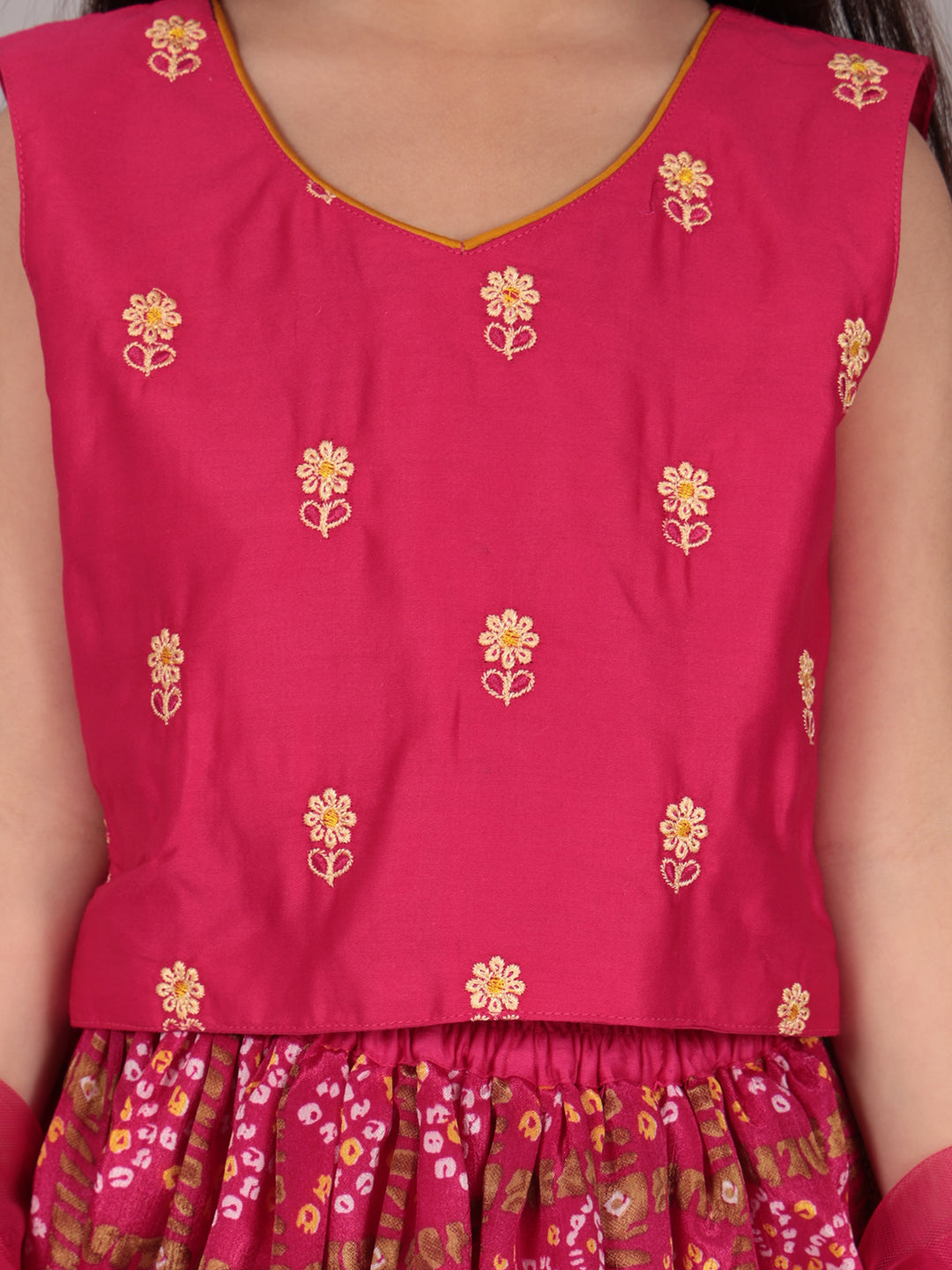 Pink Floral foil printed Lehenga set