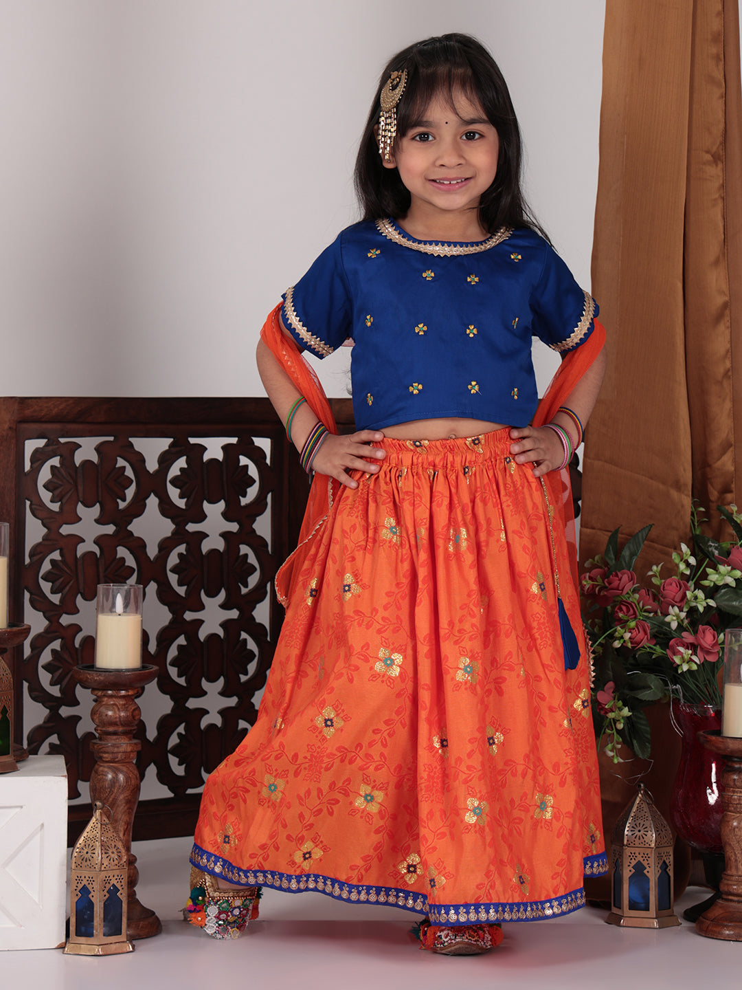 Orange Benarsi Lehenga set