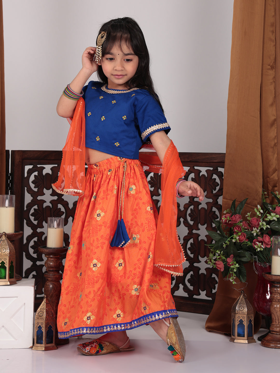 Orange Benarsi Lehenga set
