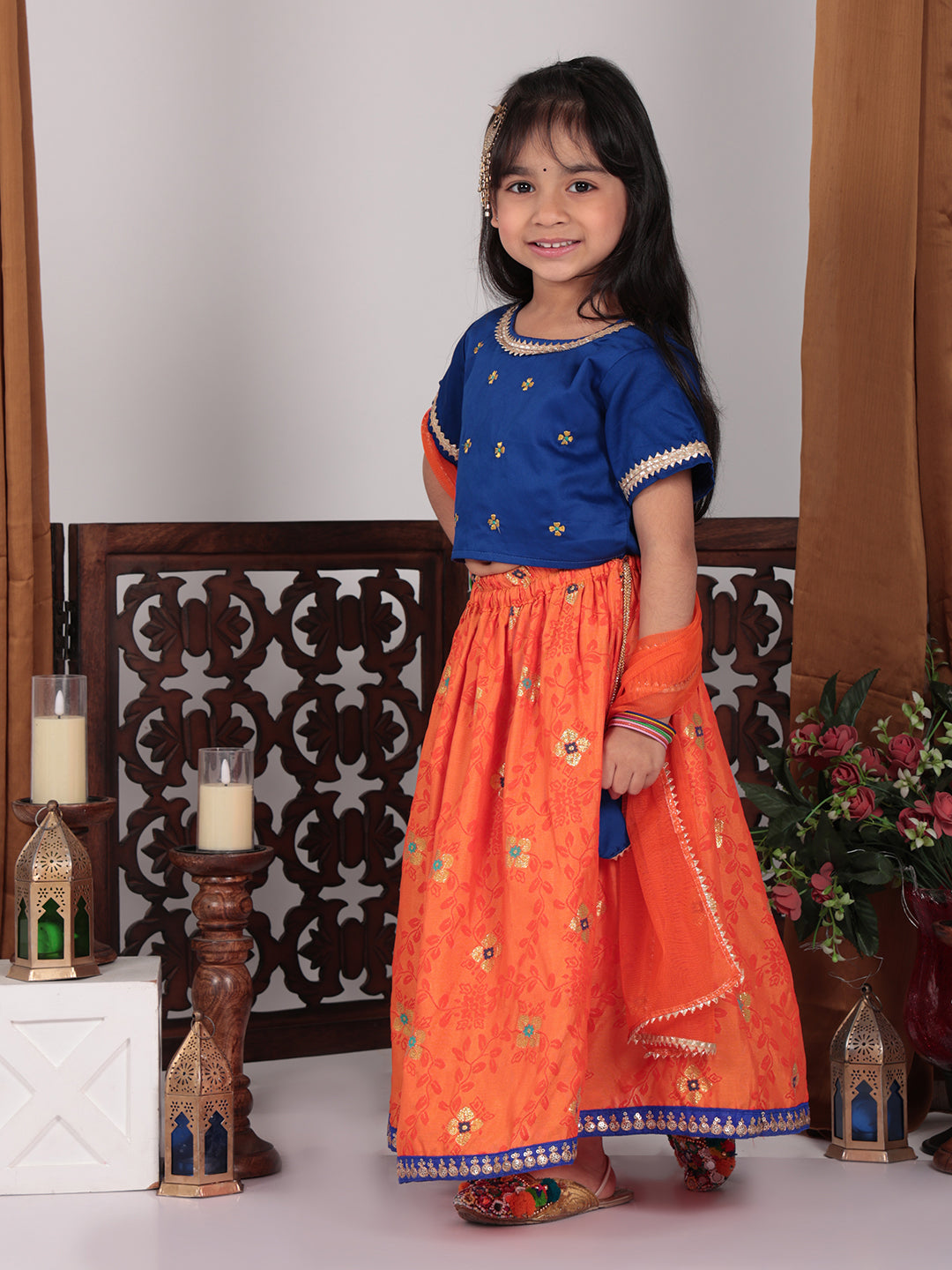 Orange Benarsi Lehenga set