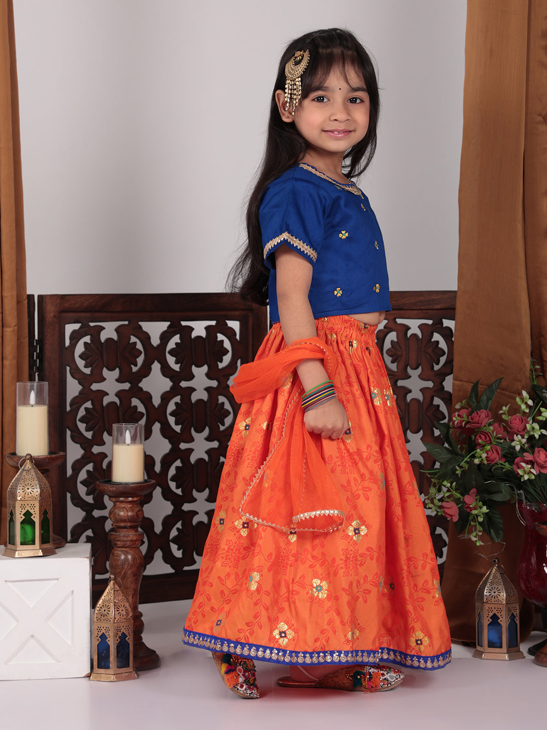 Orange Benarsi Lehenga set